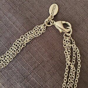 Express Silver Tone Multi-Strand Necklace 3-Layered 34 Inch Strands